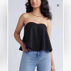 Open Edit Strapless Sweetheart Neck Top